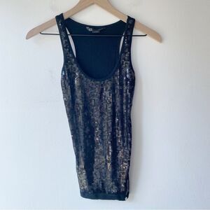 armani exchange black sequin tank top